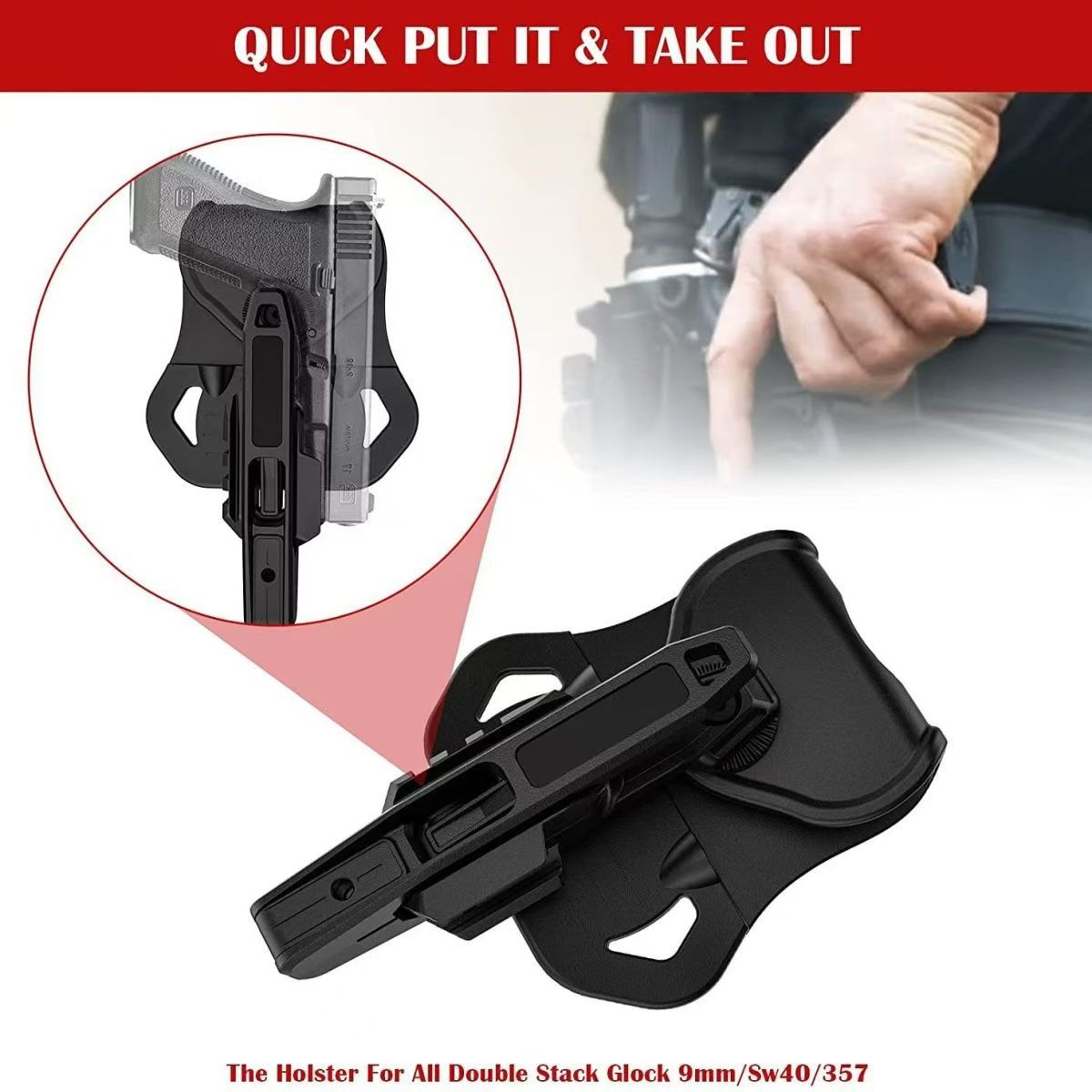 Tactical Pistol Holster Hides Left Gun Holster Airsoft Hunting Holster Belt Gun Case for Glock 9mm /SW40/357 Airsoft Accessories