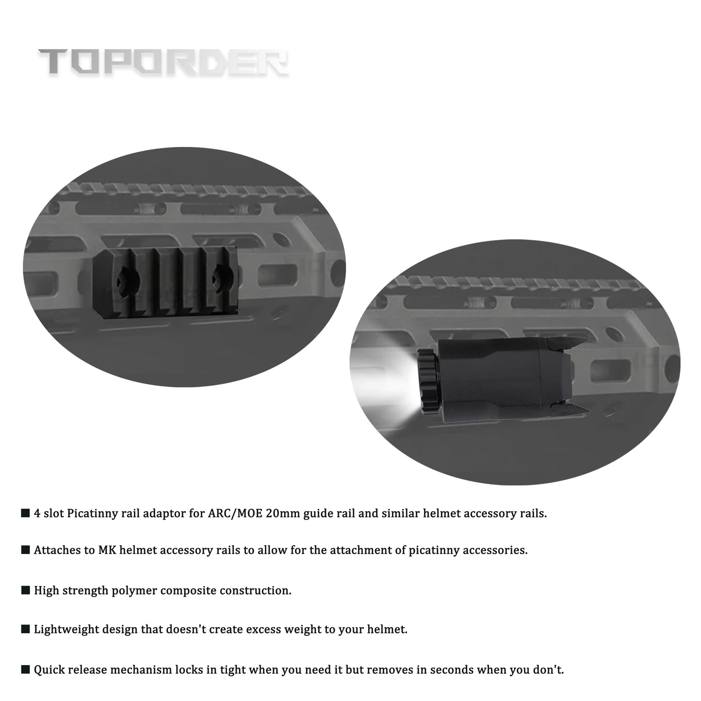 Tactical Helmet Rail Mount – Universal Side Rail Adapter