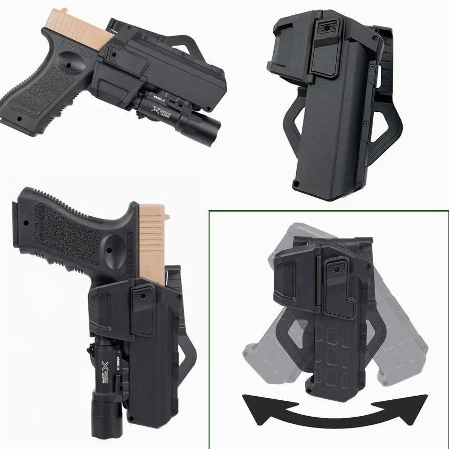 Tactical Glock 17 18 19 Movable Pistol Holster IR Laser Flashlight Mounted Airsoft Colt G17 Lock Gun Weapon Light X300 - TOPORDER